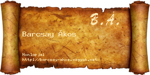 Barcsay Ákos névjegykártya