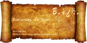 Barcsay Ákos névjegykártya